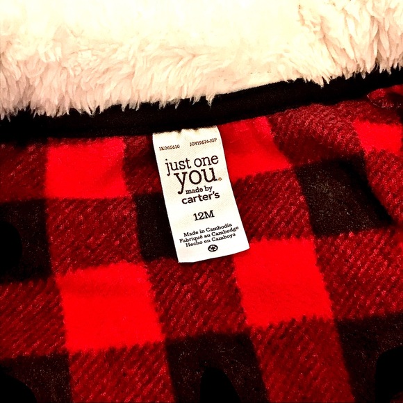 *SOLD* Carters | Red & Black Buffalo Plaid | Fleece Zip Up Vest | Unisex - Picture 3 of 5
